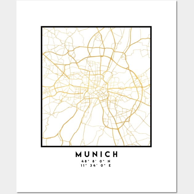 MUNICH GERMANY CITY STREET MAP ART Wall Art by deificusArt